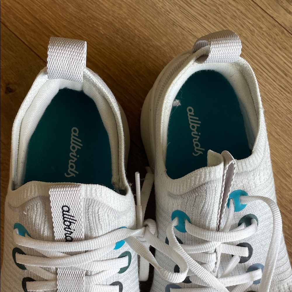 Allbirds White and Teal Athletic Sneakers - Picture 6 of 7